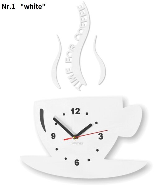 Zidni sat "Vrijeme je za kavu" Bijela