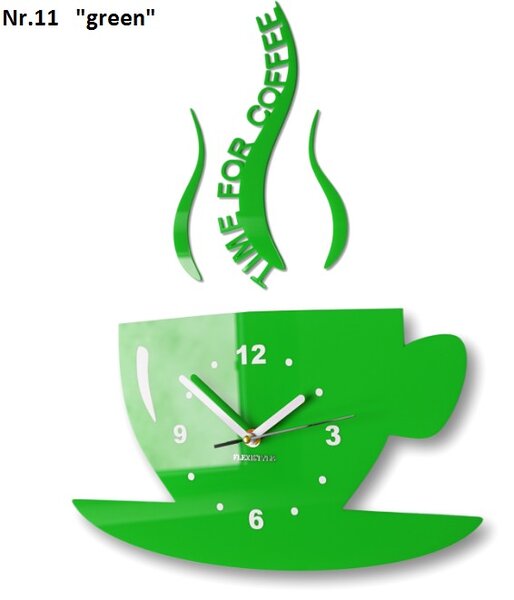 Zidni sat "Vrijeme je za kavu" Zeleno