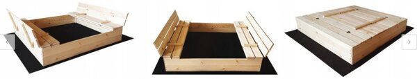 Pješčanik koji se zatvara sa klupama 120 x 120 cm