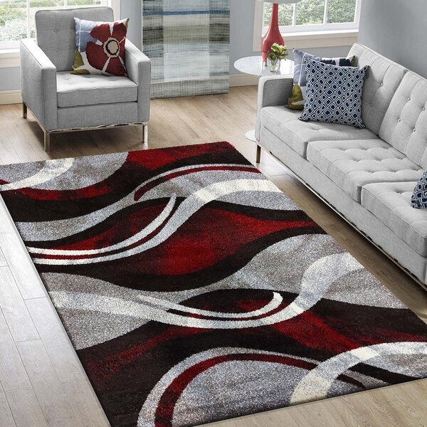 Originalni tepih sa apstraktnim uzorkom u crveno-sivoj boji Širina: 120 cm | Duljina: 170 cm