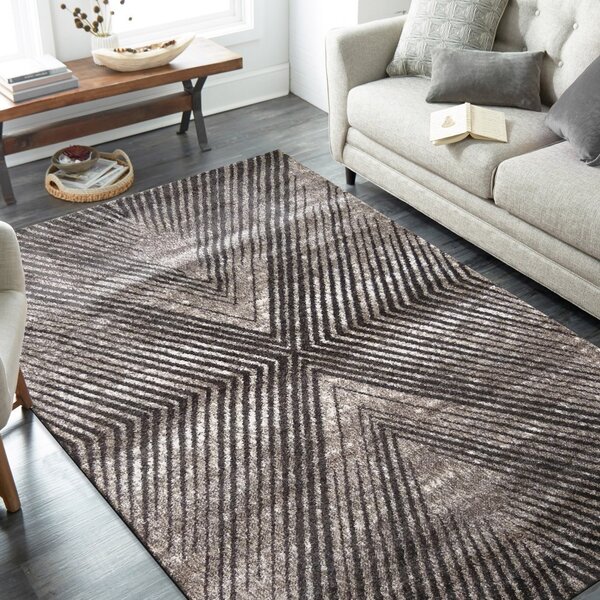 Moderni tepih sa zanimljivim geometrijskim uzorkom dijagonalnih linija koje se ponavljaju Širina: 120 cm | Duljina: 170 cm