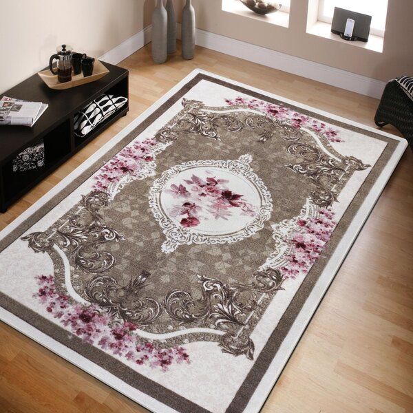 Prekrasan smeđi tepih s cvjetnim uzorkom Širina: 200 cm | Duljina: 290 cm