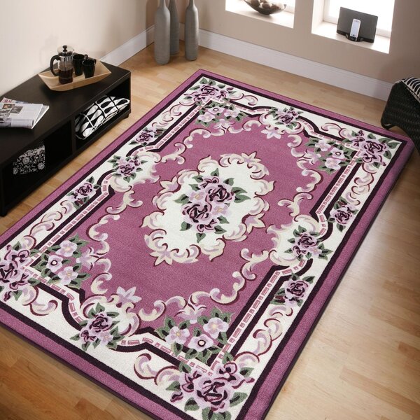 Prekrasan ružičasti tepih s cvjetnim uzorkom Širina: 80 cm | Duljina: 150 cm