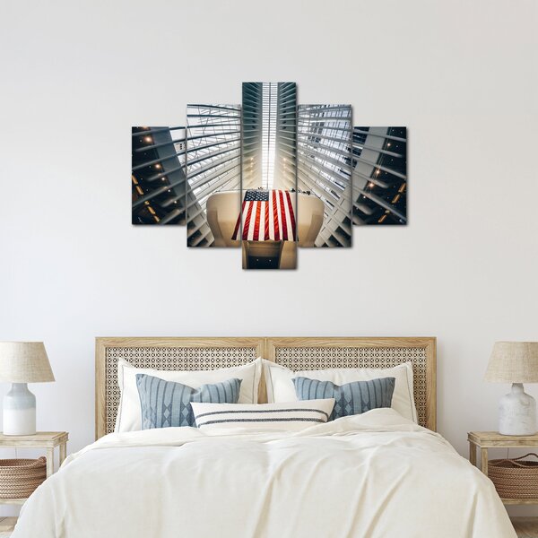 Slika zgrade s američkom zastavom (150x105 cm)