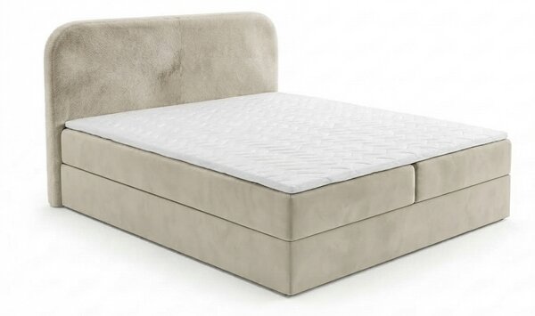 Tapecirani krevet boxspring FORENA 140x200 cm krem. Madrac: Bonell opružni madrac