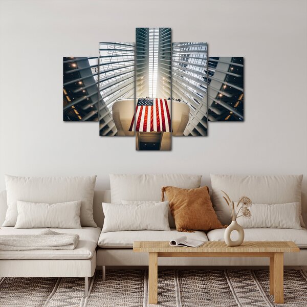 Slika zgrade s američkom zastavom (150x105 cm)