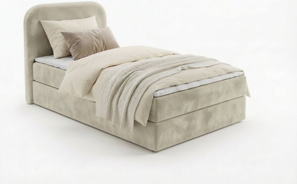 Tapecirani boxspring krevet FORENA 90x200 cm krem boje Madrac: Bonell opružni madrac
