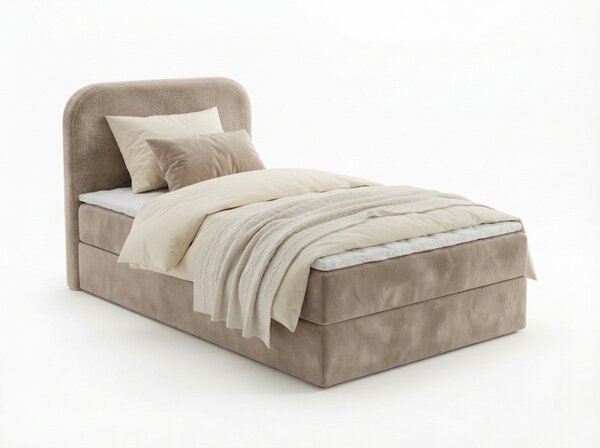 Tapecirani boxspring krevet FORENA 90x200 cm bež boje Madrac: Bonell opružni madrac