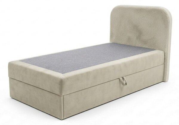 Tapecirani boxspring krevet FORENA 90x200 cm krem boje Madrac: Bonell opružni madrac