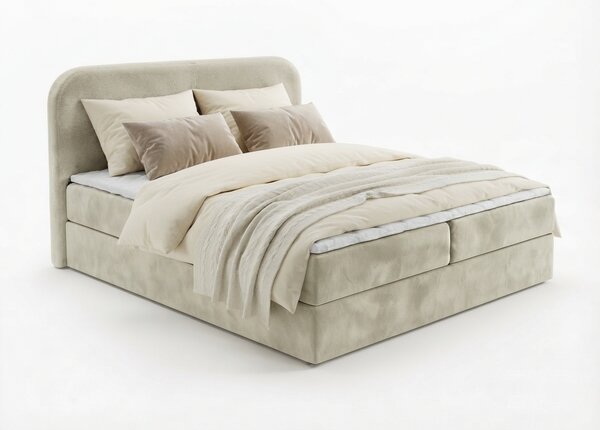Tapecirani krevet boxspring FORENA 140x200 cm krem. Madrac: Bonell opružni madrac