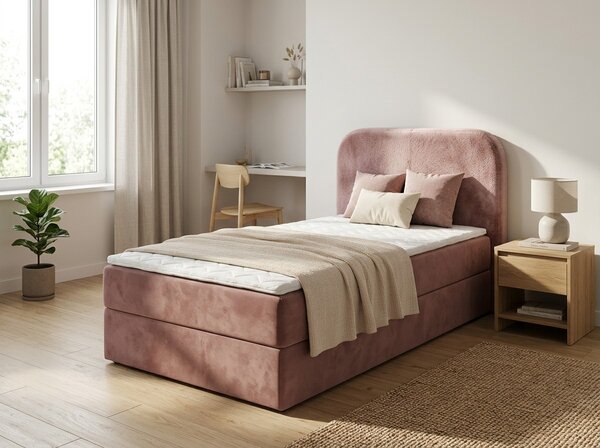 Tapecirani krevet boxspring FORENA 90x200 cm staro ružičasta Madrac: Bonell opružni madrac