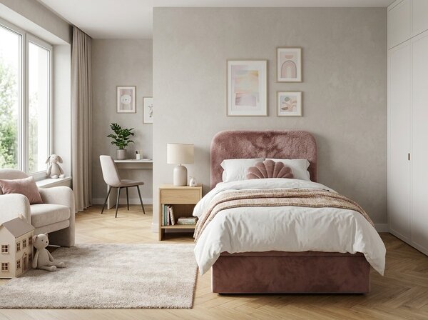 Tapecirani krevet boxspring FORENA 90x200 cm staro ružičasta Madrac: Bonell opružni madrac