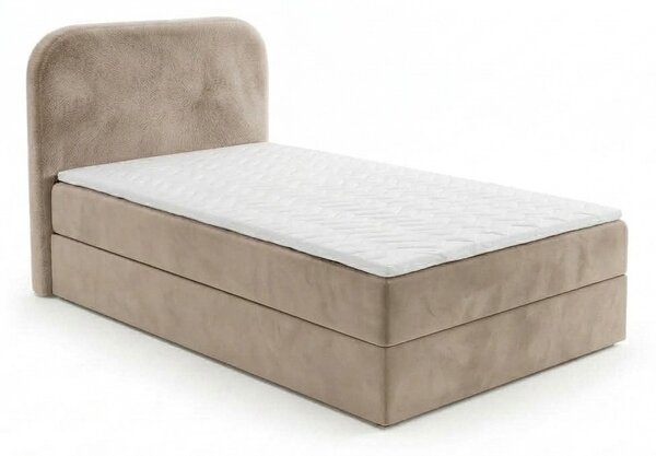 Tapecirani boxspring krevet FORENA 90x200 cm bež boje Madrac: Bonell opružni madrac
