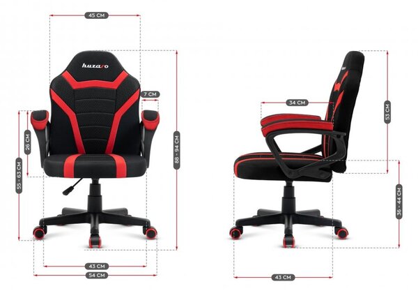 Kvalitetna dječja gaming stolica u crnoj i crvenoj boji