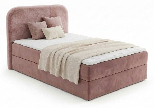 Tapecirani krevet boxspring FORENA 90x200 cm staro ružičasta Madrac: Bonell opružni madrac