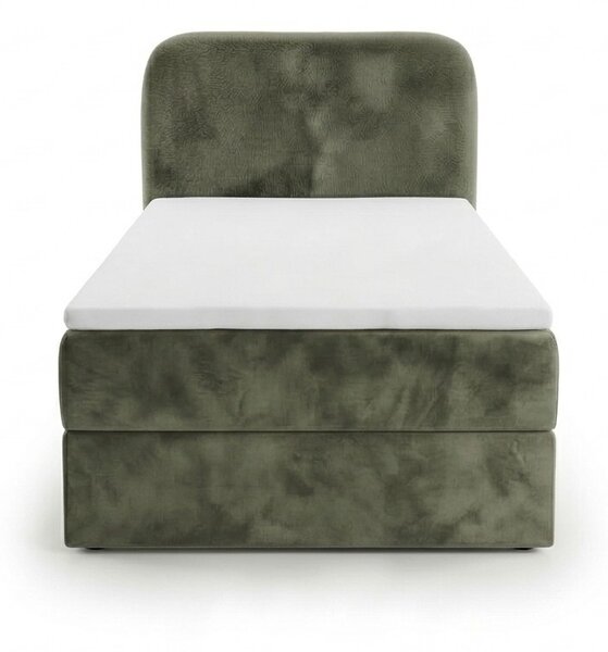Tapecirani boxspring krevet FORENA 90x200 cm tamno zelena Madrac: Bonell opružni madrac