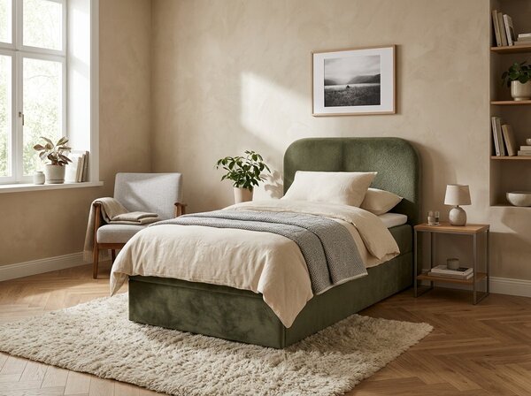 Tapecirani boxspring krevet FORENA 90x200 cm tamno zelena Madrac: Bonell opružni madrac