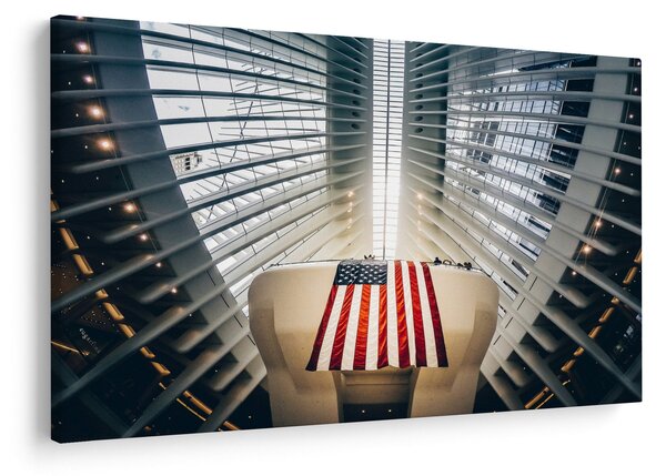 Slika zgrade s američkom zastavom (90x60 cm)