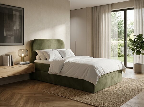 Tapecirani boxspring krevet FORENA 90x200 cm tamno zelena Madrac: Bonell opružni madrac
