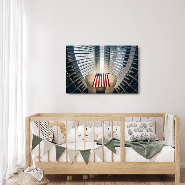 Slika zgrade s američkom zastavom (90x60 cm)