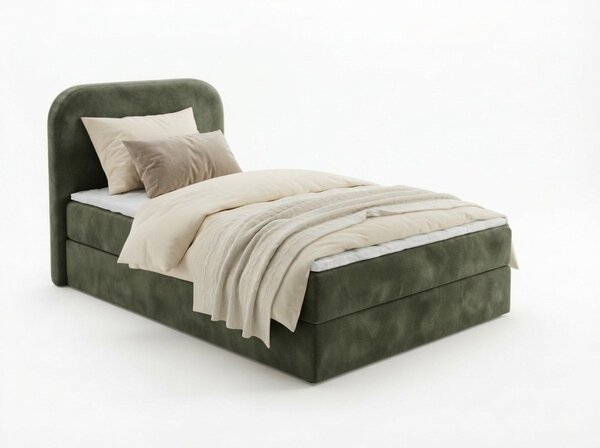 Tapecirani boxspring krevet FORENA 90x200 cm tamno zelena Madrac: Bonell opružni madrac
