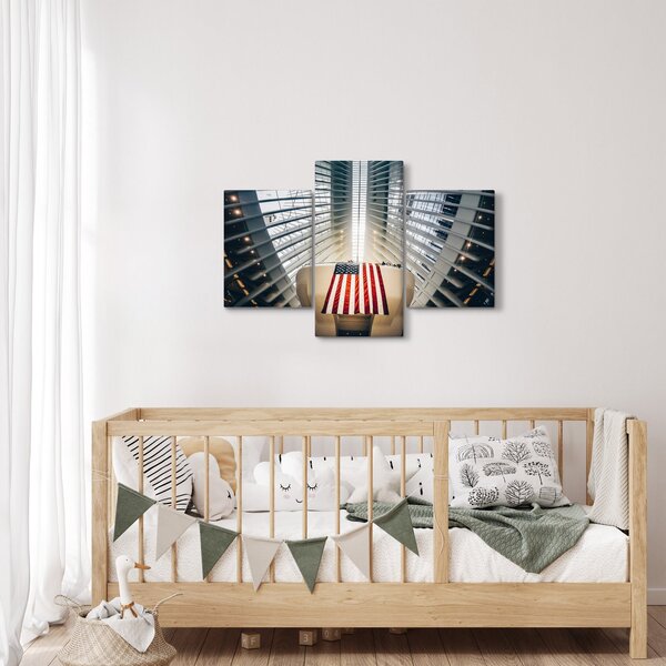 Slika zgrade s američkom zastavom (90x60 cm)