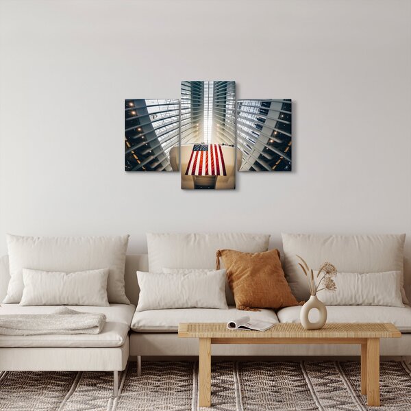 Slika zgrade s američkom zastavom (90x60 cm)