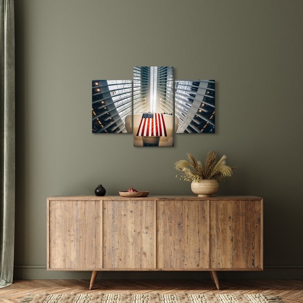 Slika zgrade s američkom zastavom (90x60 cm)