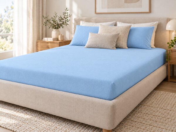Jersey plahta EXCLUSIVE ledeno plava 90 x 200 cm