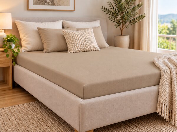 Jersey plahta EXCLUSIVE cappuccino 90 x 200 cm