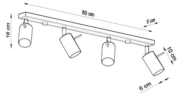 Stropna svjetiljka RING 4L crna