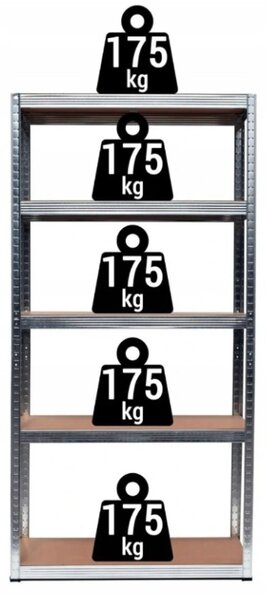 Stabilni metalni stalak za odlaganje sa 5 polica 180 x 90 x 30 cm