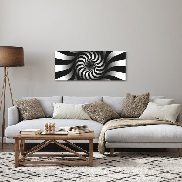 Apstraktna slika crno-bijele spirale (120x50 cm)