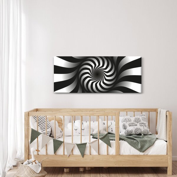 Apstraktna slika crno-bijele spirale (120x50 cm)