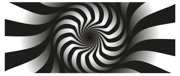 Apstraktna slika crno-bijele spirale (120x50 cm)