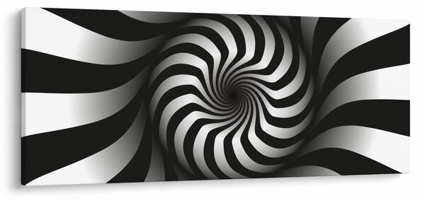 Apstraktna slika crno-bijele spirale (120x50 cm)