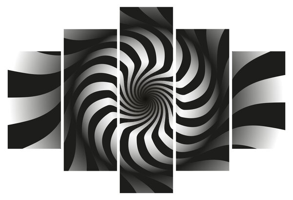 Apstraktna slika crno-bijele spirale (150x105 cm)