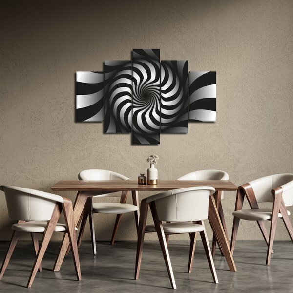 Apstraktna slika crno-bijele spirale (150x105 cm)