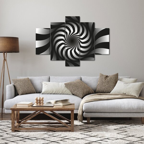 Apstraktna slika crno-bijele spirale (150x105 cm)