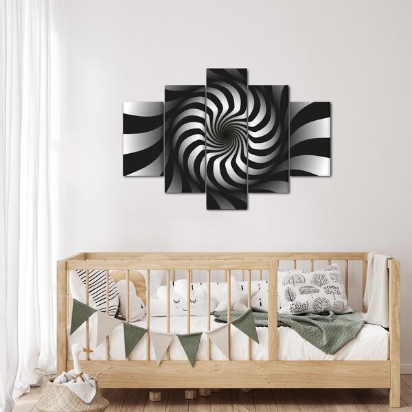 Apstraktna slika crno-bijele spirale (150x105 cm)