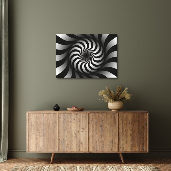 Apstraktna slika crno-bijele spirale (70x50 cm)