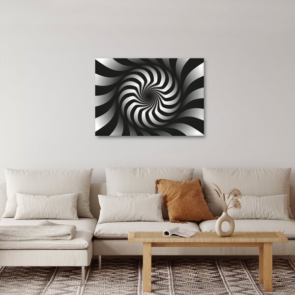 Apstraktna slika crno-bijele spirale (70x50 cm)