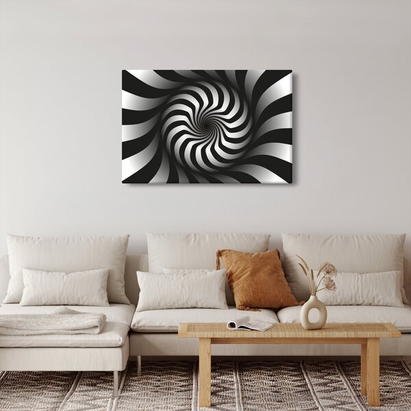 Apstraktna slika crno-bijele spirale (90x60 cm)