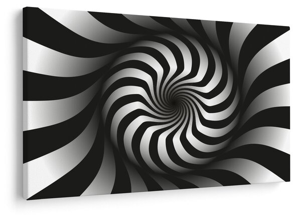 Apstraktna slika crno-bijele spirale (90x60 cm)