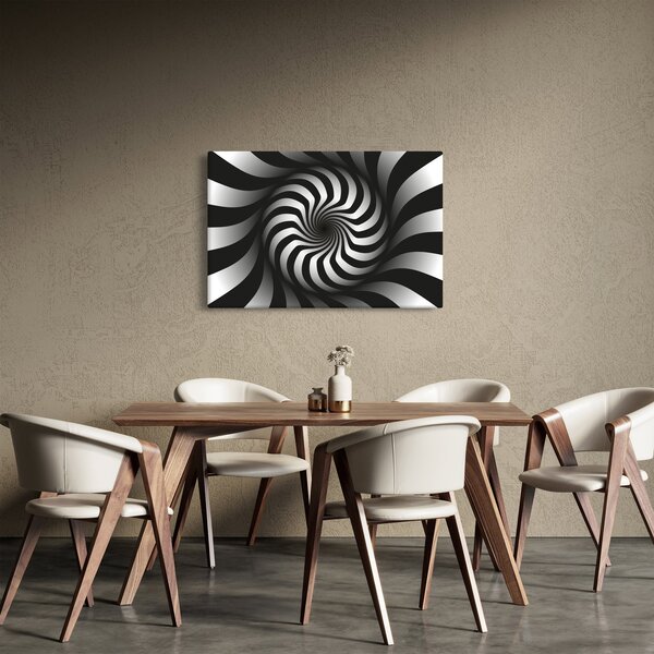 Apstraktna slika crno-bijele spirale (90x60 cm)
