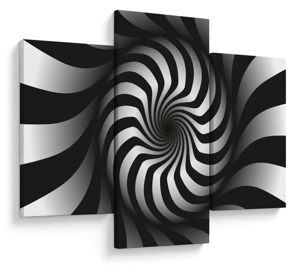 Apstraktna slika crno-bijele spirale (90x60 cm)