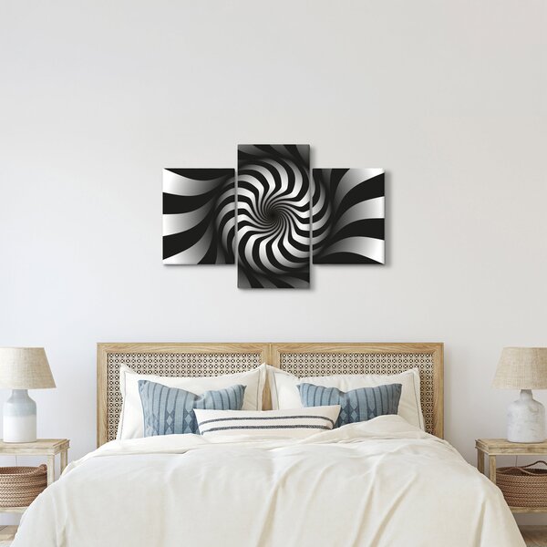 Apstraktna slika crno-bijele spirale (90x60 cm)