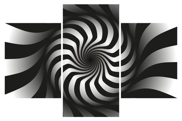 Apstraktna slika crno-bijele spirale (90x60 cm)
