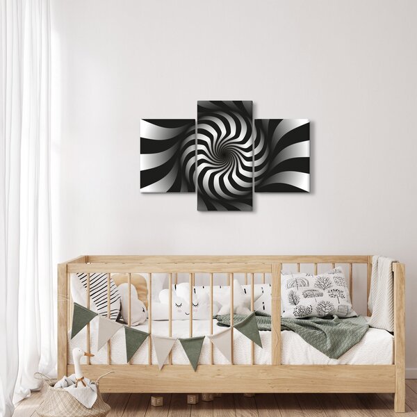 Apstraktna slika crno-bijele spirale (90x60 cm)