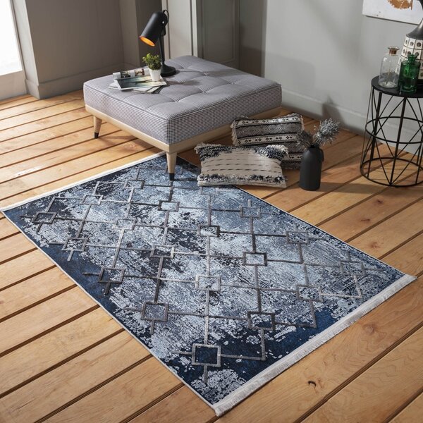 Fenomenalni plavi tepih s uzorkom u skandinavskom stilu Širina: 80 cm | Duljina: 150 cm